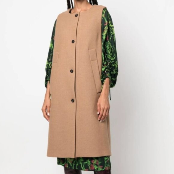 Tela Bimba Single Breasted Coat in Beige
